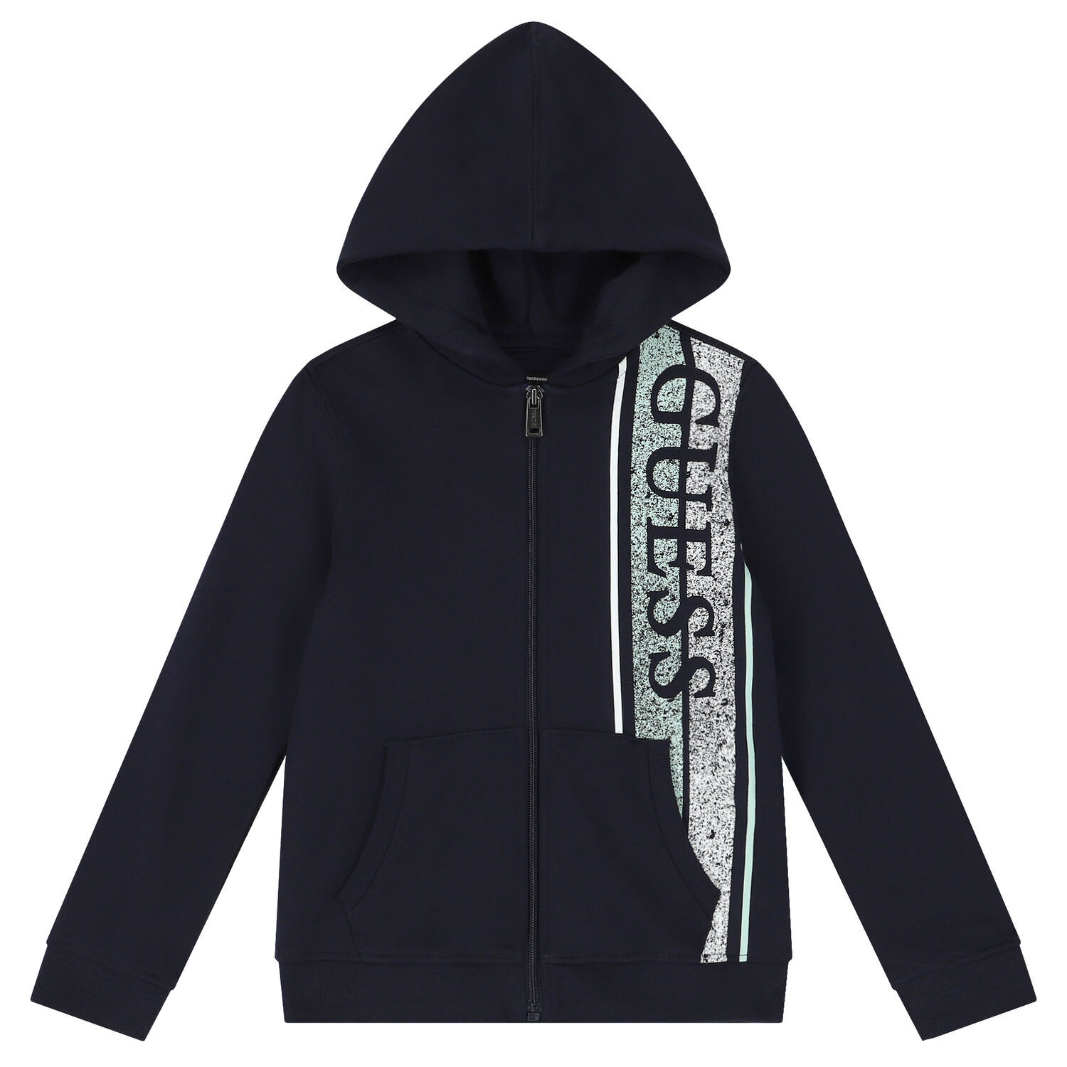 Boys Navy Blue Logo Hooded Top, 1, hi-res