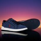 Boys Navy Blue Logo Trainers, 1, hi-res
