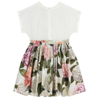 Girls Ivory & Pink Floral Dress