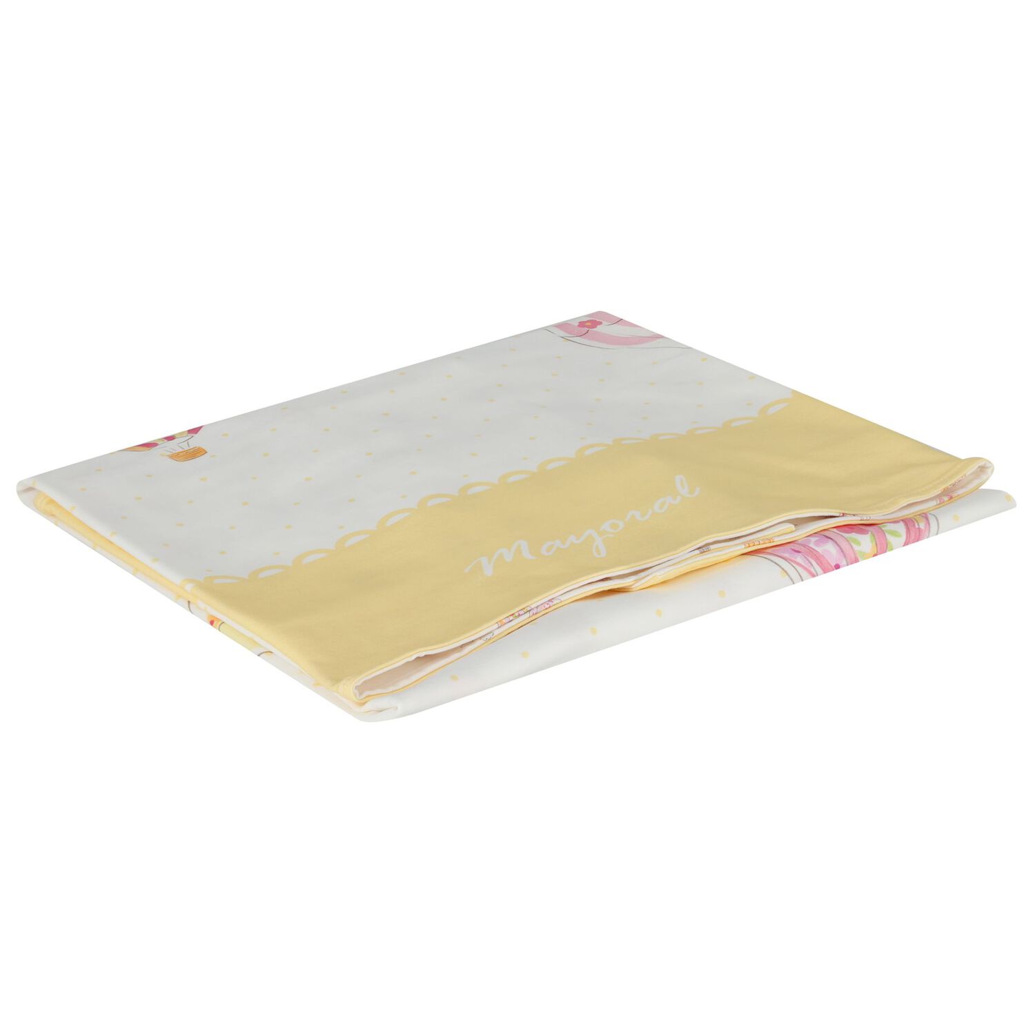 Baby Girls White & Yellow Hot Air Balloon Blanket, 1, hi-res