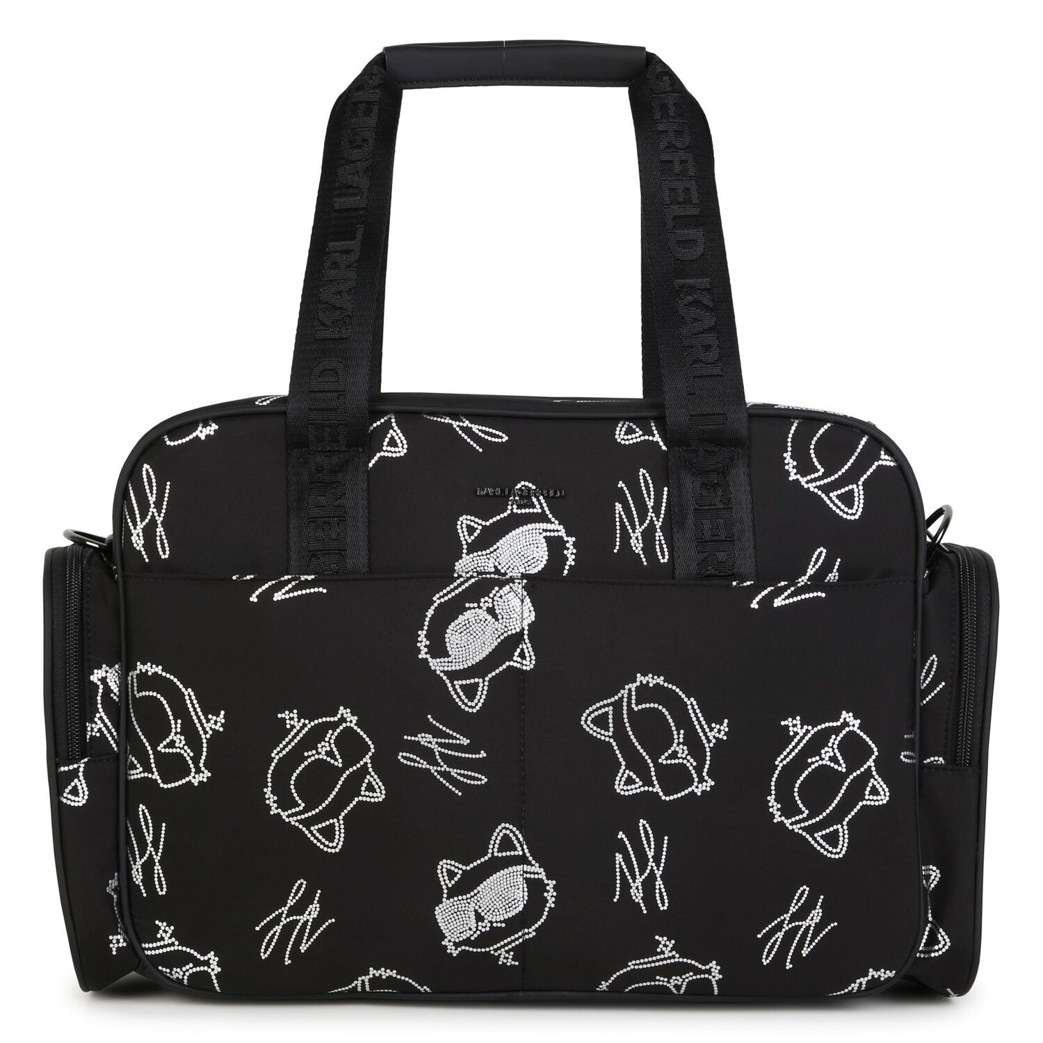 Black & White Choupette Logo Baby Changing Bag ( 37cm ), 1, hi-res