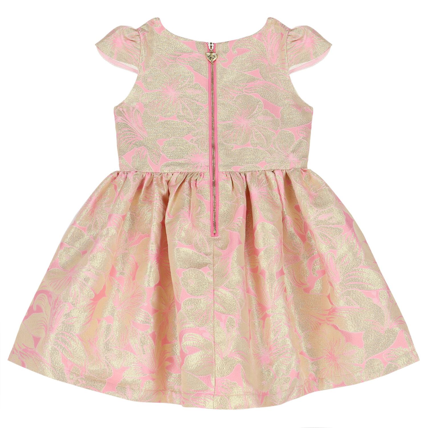 Girls Pink Jacquard Dress, 1, hi-res
