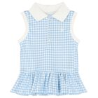Baby Girls Blue Gingham Shorts & Hat Set, 1, hi-res