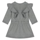 Younger Girls Grey Logo Ruffled Dress, 1, hi-res