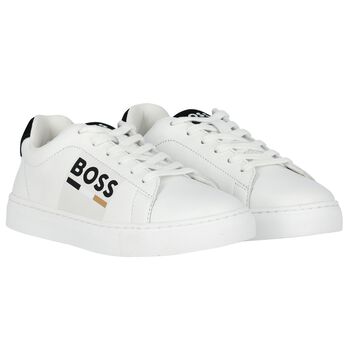 Boys White Logo Trainers
