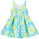 Girls Blue & Green Floral Dress, 1, hi-res