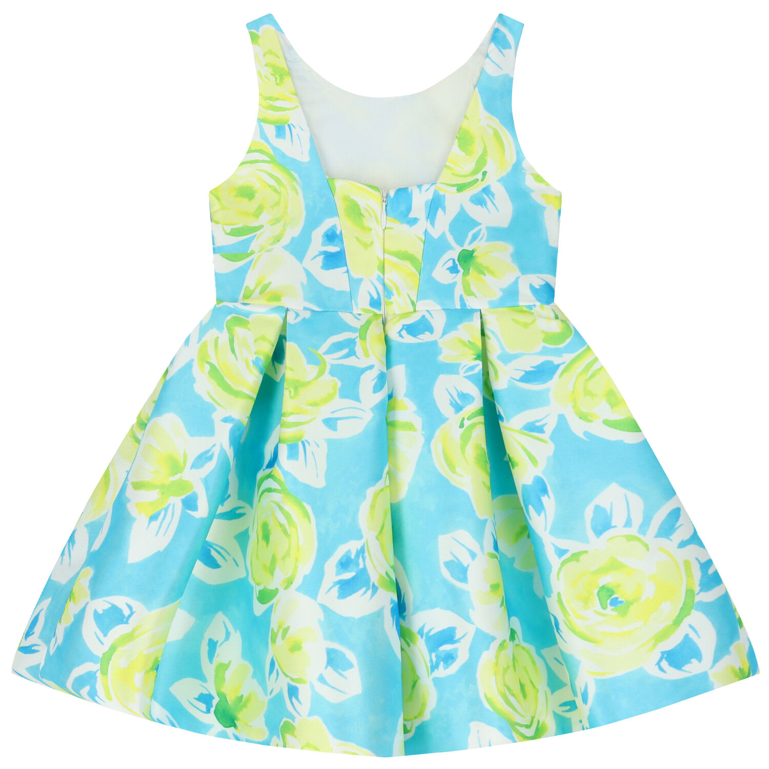 Girls Blue & Green Floral Dress, 1, hi-res image number null