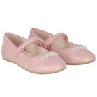 Girls Pink Pearl & Crystal Ballerina Shoes, 3, hi-res