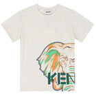 Boys Beige Elephant T-Shirt, 1, hi-res