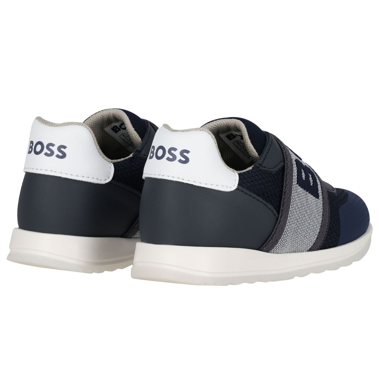 Boys Navy Blue Logo Trainers, 2, hi-res image number null