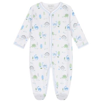 Baby Boys White & Blue Dinosaur Era Babygrow