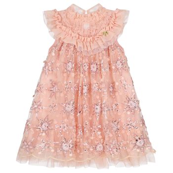 Girls Pink Embellished Tulle Dress