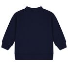Younger Boys Navy Blue Logo Web Striped Sweatshirt, 1, hi-res