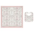 Baby Girls White & Pink Toile de Jouy Carr&eacute; Swaddle & Bib Gift Set, 1, hi-res