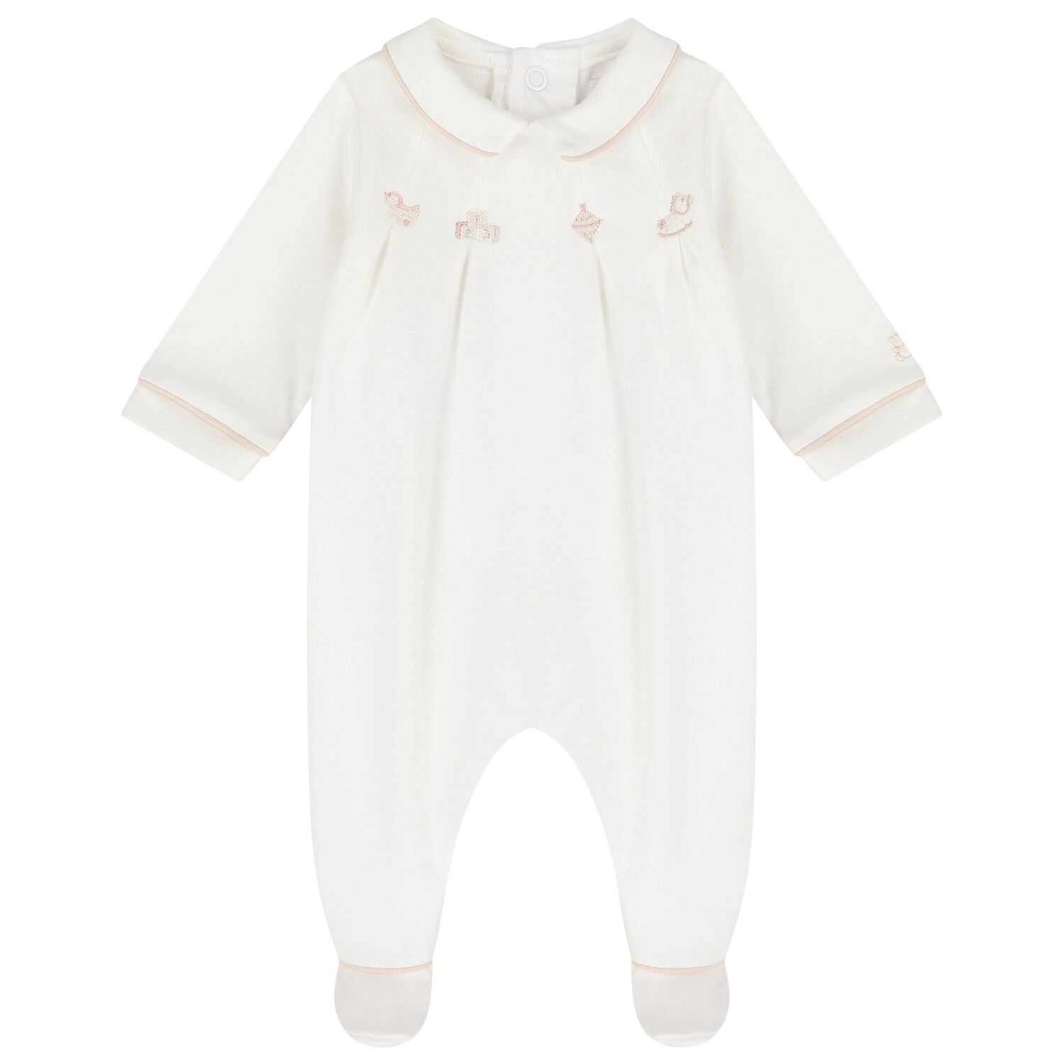 Beige & Ivory Flower Babygrows ( 2-Pack ), 2, hi-res