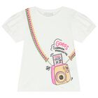 Girls White Camera T-Shirt, 1, hi-res