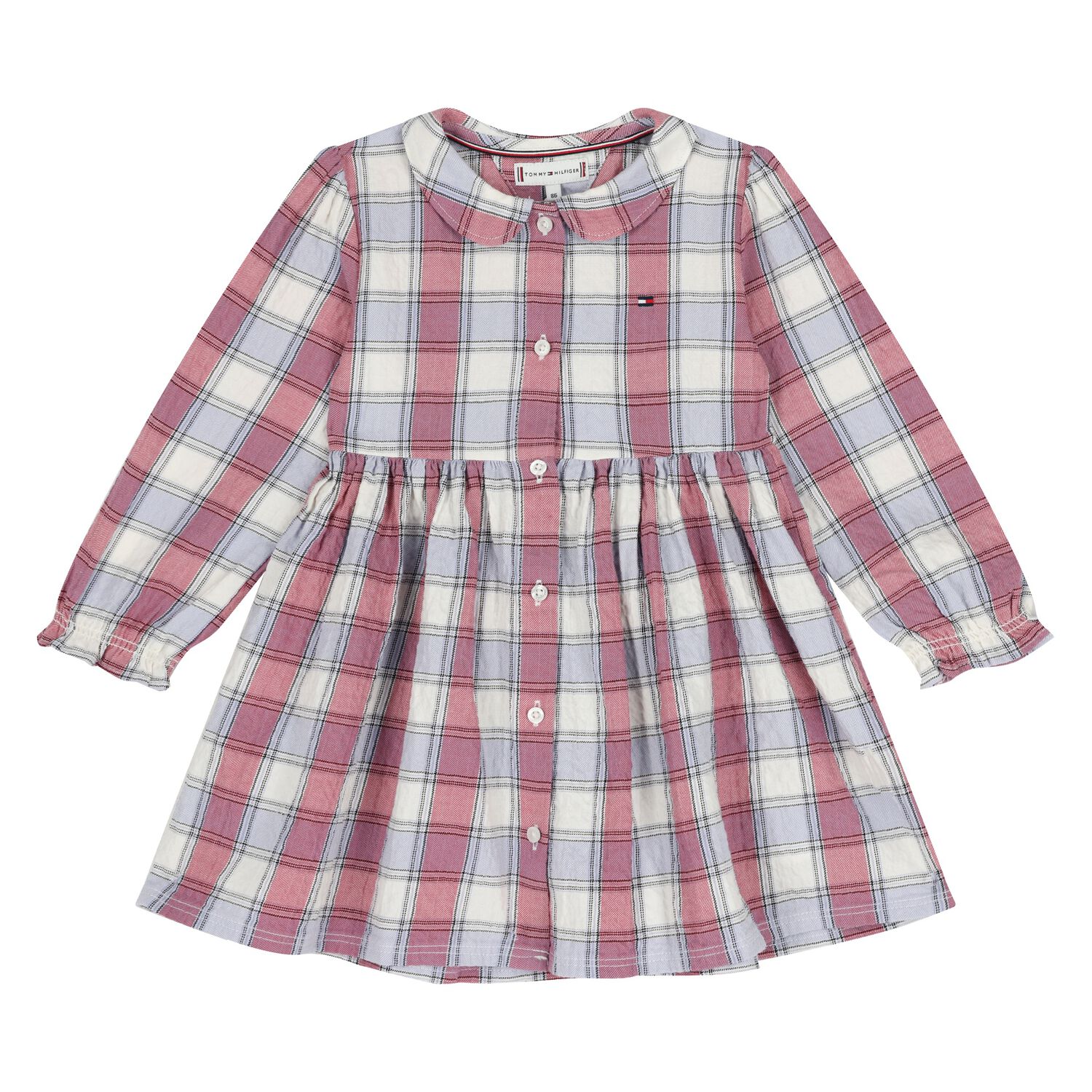 Baby Girls Blue & Pink Check Dress, 1, hi-res