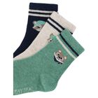 Younger Boys Black, Beige & Green Racoon Socks ( 3 Pack ) , 2, hi-res