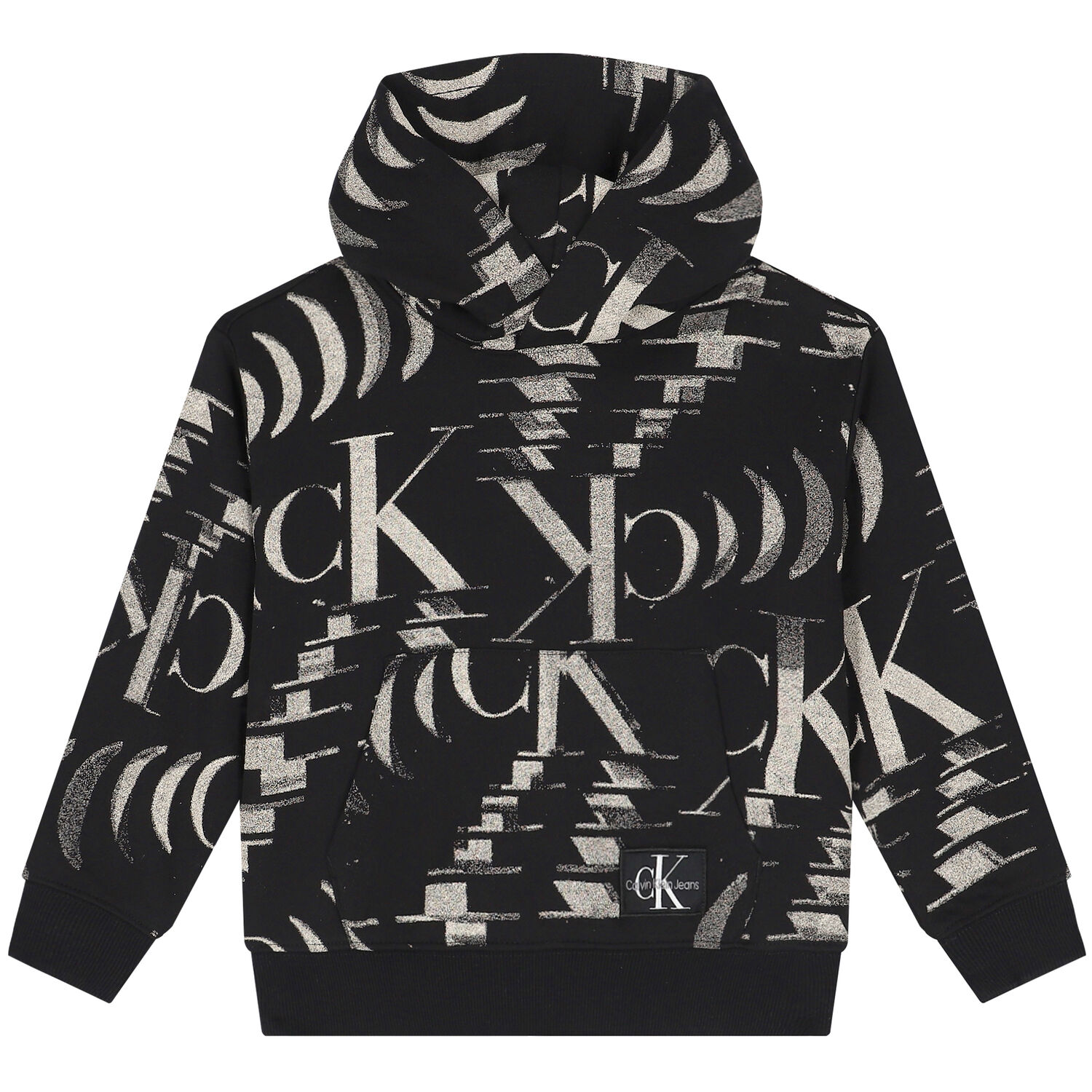 Boys Black Logo Hooded Top, 1, hi-res