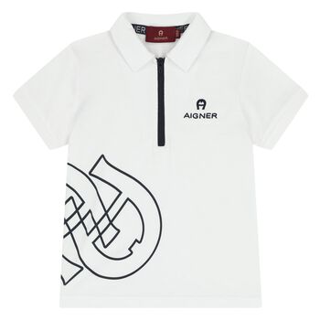 Younger Boys White Logo Polo Shirt