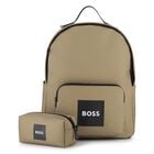 Boys Beige Canvas Backpack, 1, hi-res
