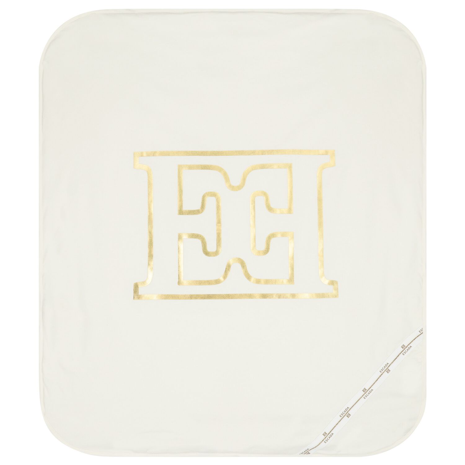 White & Gold Logo Baby Blanket, 1, hi-res