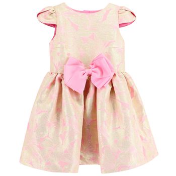 Girls Pink Jacquard Dress