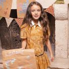 Girls Beige Geo Map Dress, 1, hi-res