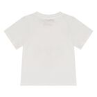 Younger Boys White Robot Logo T-Shirt, 1, hi-res