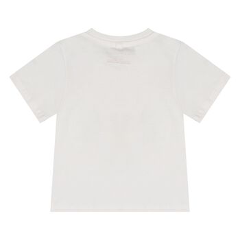 Younger Boys White Robot Logo T-Shirt