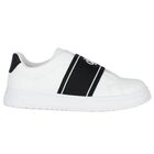 White & Black Logo Trainers, 2, hi-res