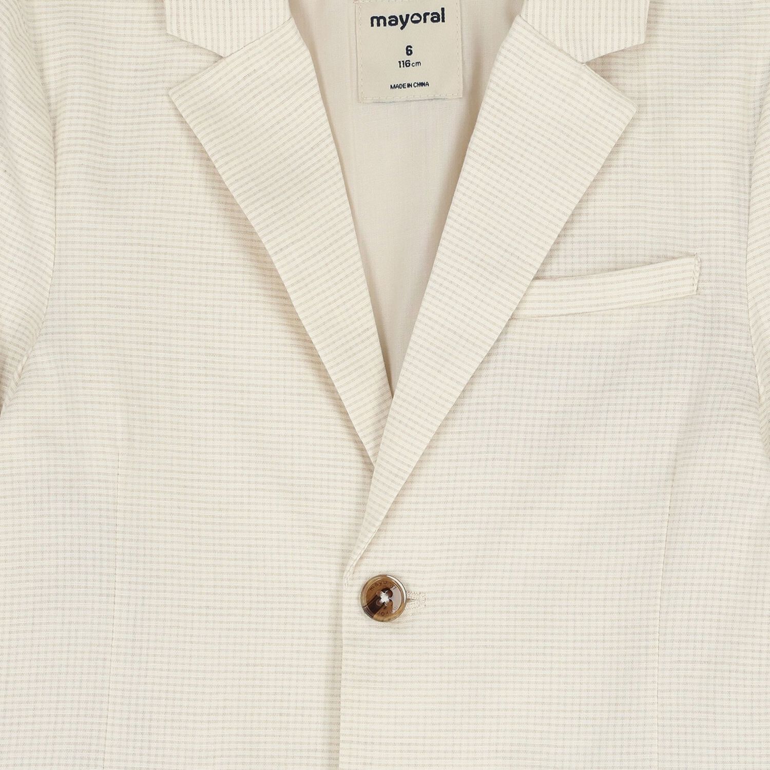 Boys Beige Check Blazer, 1, hi-res