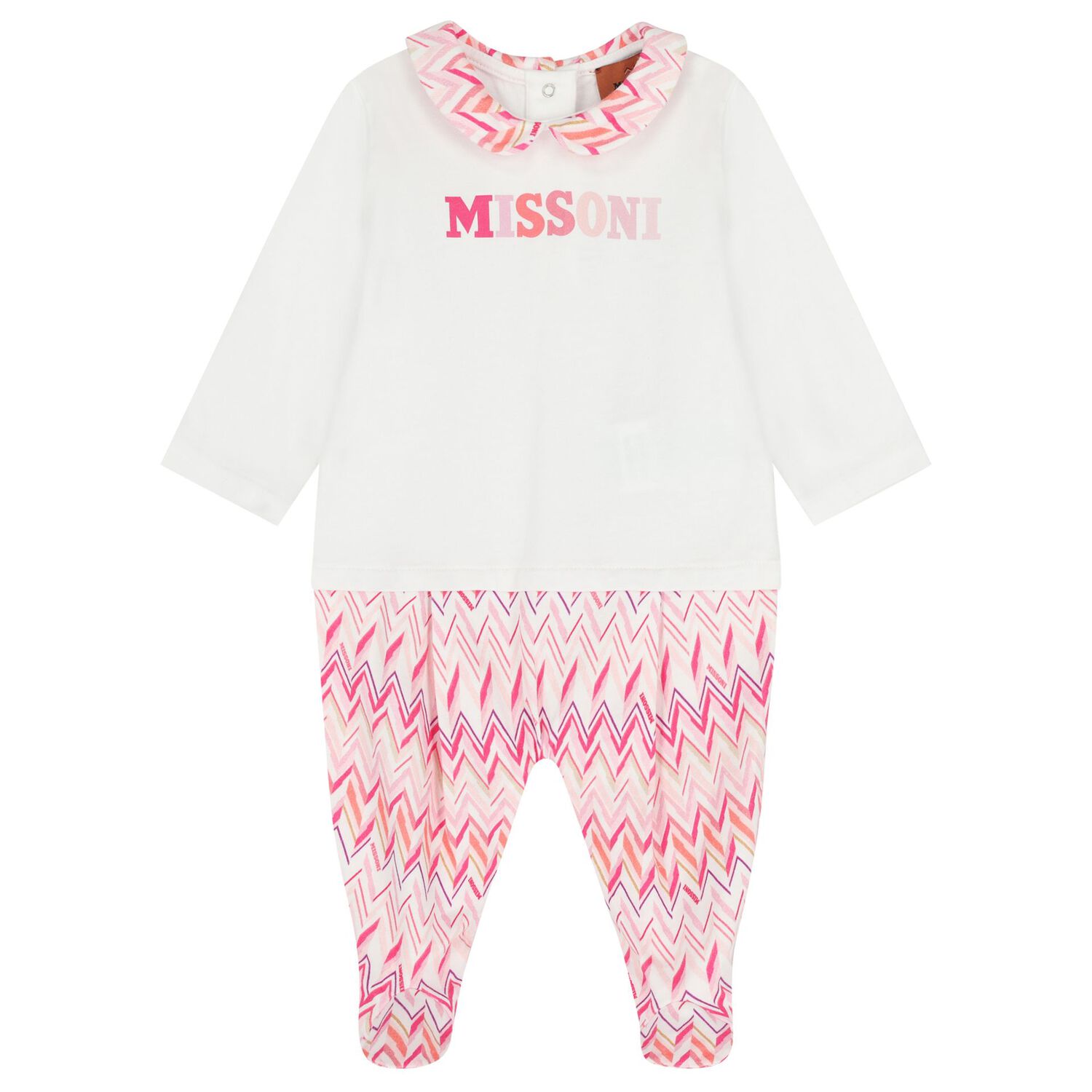 Baby Girls White & Pink Logo Zig Zag Babygrow Gift Set, 1, hi-res