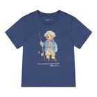 Baby Boys Navy Blue Fishing Polo Bear Shorts Set, 1, hi-res