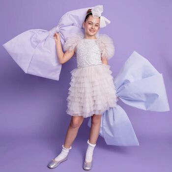 Girls Grey Layered Tulle Dress