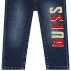 Baby Boys Blue Denim Logo Jeans, 1, hi-res