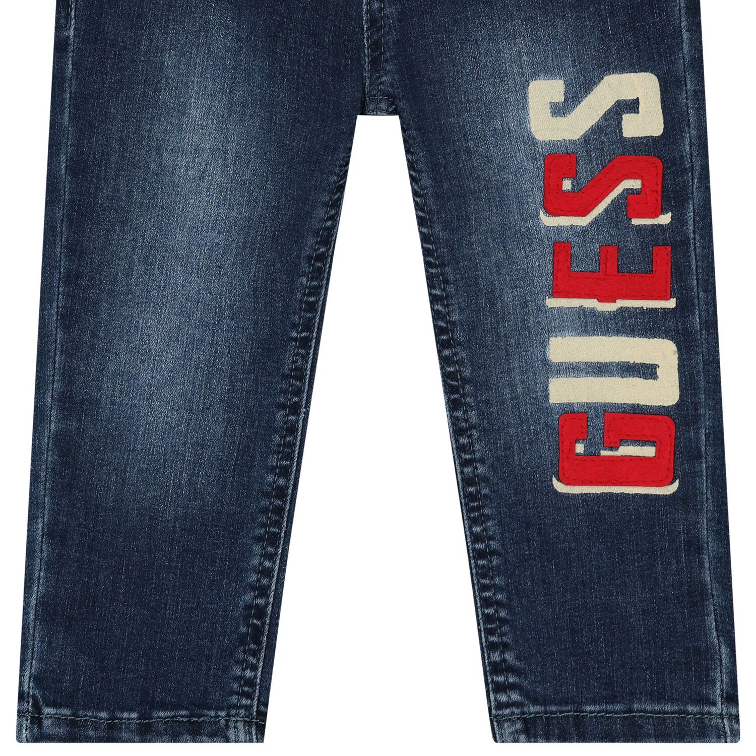 Baby Boys Blue Denim Logo Jeans, 1, hi-res