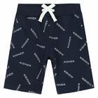 Younger Boys Navy Logo Shorts, 1, hi-res