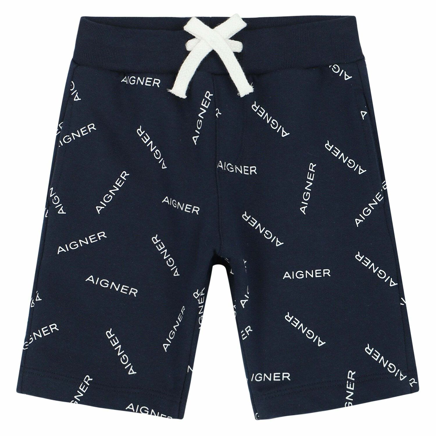 Younger Boys Navy Logo Shorts, 1, hi-res