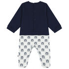 Navy & White Logo Babygrow, 2, hi-res