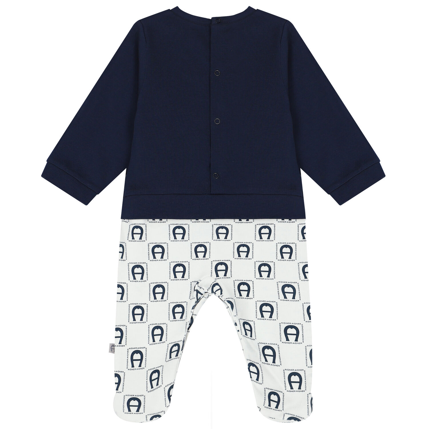 Navy & White Logo Babygrow, 2, hi-res