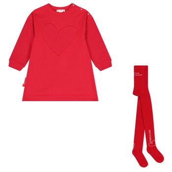 Girls Red Heart Dress Set