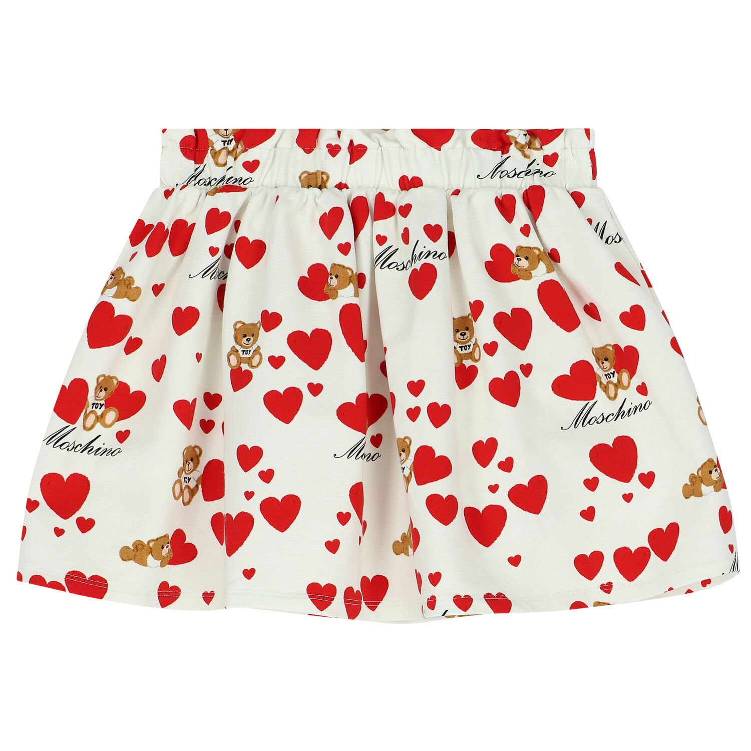 Girls Ivory Teddy Bear & Heart Dress, 2, hi-res