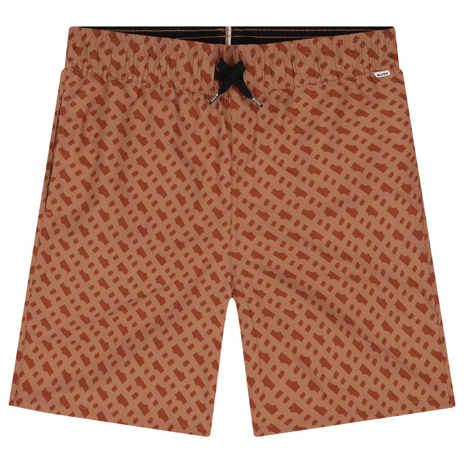 Boys Rust Orange Logo Swim Shorts, 1, hi-res