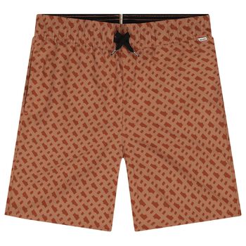 Boys Rust Orange Logo Swim Shorts
