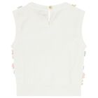 Girls White Pink & Blue Floral Appliques Top , 1, hi-res