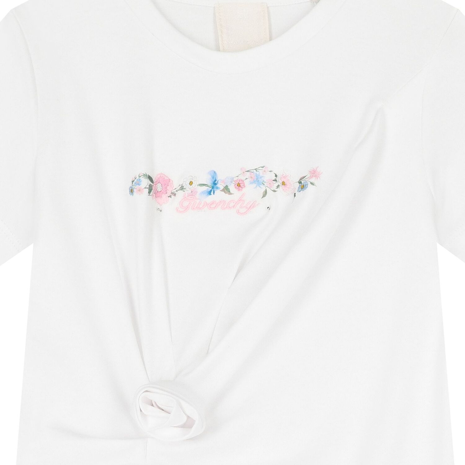 Girls White Logo Floral Dress, 1, hi-res