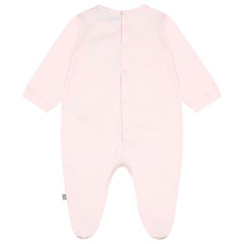 Baby Girls Pink & Gold Logo Babygrow