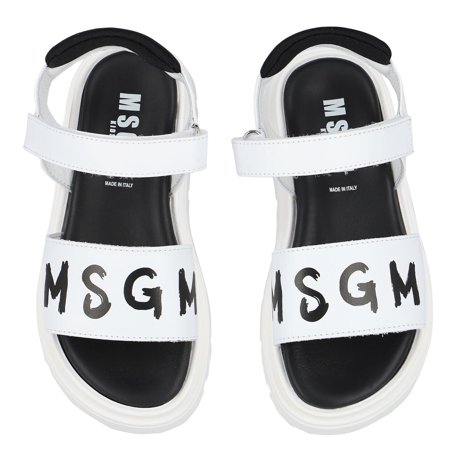 White & Black Logo Sandals, 1, hi-res