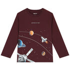 Boys Red Space Long Sleeve Top, 1, hi-res
